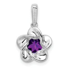 Sterling Silver 925 Rhodium-Plated Amethyst Floral Pendant Elegant February Birthstone Style