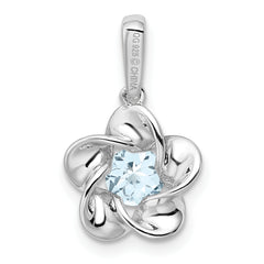 Sophia Jewelers 925 Sterling Silver Rhodium-Plated Aquamarine Floral Pendant, Polished Finish