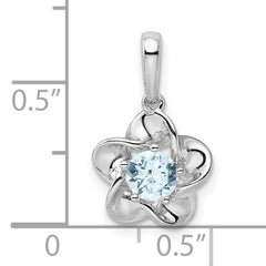 Sophia Jewelers 925 Sterling Silver Rhodium-Plated Aquamarine Floral Pendant, Polished Finish