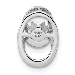 Sterling Silver Rhodium-Plated CZ Birthstone Pendant Polished, April