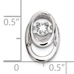 Sterling Silver Rhodium-Plated CZ Birthstone Pendant Polished, April