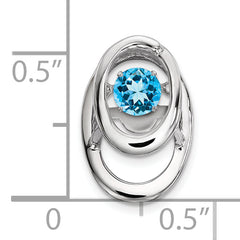 Sterling Silver Swiss Blue Topaz December Birthstone Pendant, Polished Finish