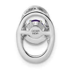 Sterling Silver 925 Amethyst Birthstone Pendant with Polished Rhodium Finish