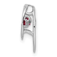 Sterling Silver Rhodium-Plated Ruby Birthstone Pendant Elegant July Charm
