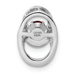 Sterling Silver Rhodium-Plated Ruby Birthstone Pendant Elegant July Charm