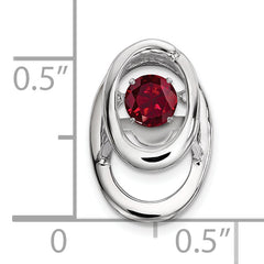 Sterling Silver Rhodium-Plated Ruby Birthstone Pendant Elegant July Charm