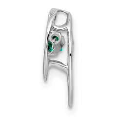 Sterling Silver Rhodium 925 Emerald Birthstone Pendant with Polished Finish