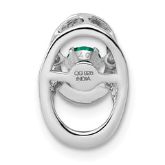 Sterling Silver Rhodium 925 Emerald Birthstone Pendant with Polished Finish