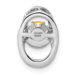 925 Sterling Silver Rhodium Citrine Birthstone Pendant with Polished Finish