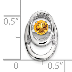 925 Sterling Silver Rhodium Citrine Birthstone Pendant with Polished Finish