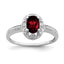 Diamond & Garnet Ring in Sterling Silver, 7x5mm (0.01 ct. tw.), Size 5–10 - Sophia Jewelers