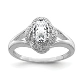 Sterling Silver Rhodium-plated Diamond & White Topaz Ring