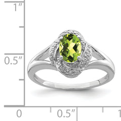Sterling Silver Rhodium-plated Diamond & Peridot Ring