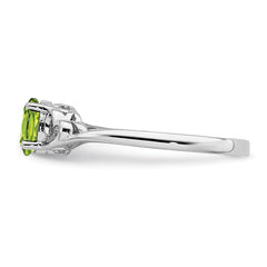 Sterling Silver Rhodium-plated Peridot Ring