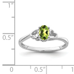 Sterling Silver Rhodium-plated Peridot Ring