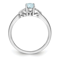 Sterling Silver Rhodium-plated Aquamarine Ring