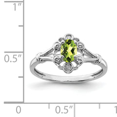 Sterling Silver Rhodium-plated Peridot & Diamond Ring