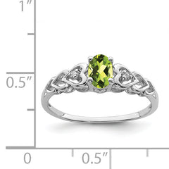 Sterling Silver Rhodium-plated Peridot & Diamond Ring