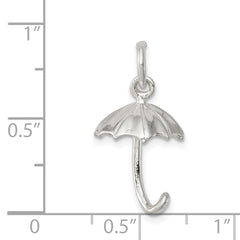 Sterling Silver 925 Polished Umbrella Charm with 3D Design and Anti-Tarnish Finish