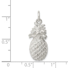 Sterling Silver 925 Polished Pineapple Charm with Anti-Tarnish Finish