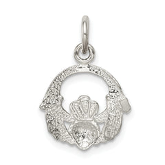 Sterling Silver 925 Claddagh Charm with Polished Anti-Tarnish Finish