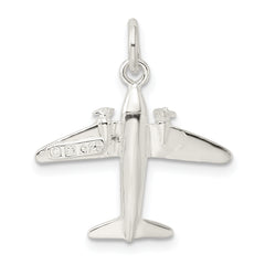 Sterling Silver 925 Jet Charm with Polished 3D Design and Anti-Tarnish Coating
