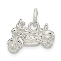 Sterling Silver 925 Polished 3D Motorcycle Charm with Anti-Tarnish Finish