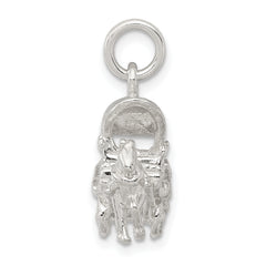 Sterling Silver 925 Horse & Carriage Charm with 3D Design and Polished Finish