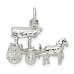Sterling Silver 925 Horse & Carriage Charm with 3D Design and Polished Finish