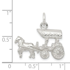 Sterling Silver 925 Horse & Carriage Charm with 3D Design and Polished Finish
