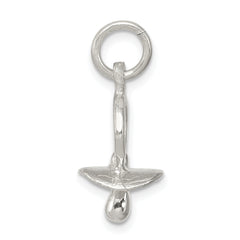 Sterling Silver 925 Pacifier Charm with Polished Finish for Themed Jewelry