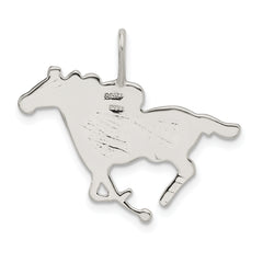 Sterling Silver 925 Race Horse Charm with Polished Anti-Tarnish Finish for Men
