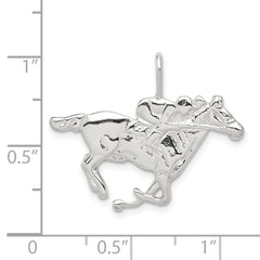 Sterling Silver 925 Race Horse Charm with Polished Anti-Tarnish Finish for Men