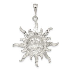 Men's 925 Sterling Silver Sun Pendant with Polished Anti-Tarnish Finish