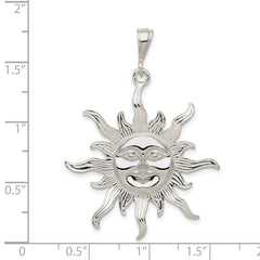 Men's 925 Sterling Silver Sun Pendant with Polished Anti-Tarnish Finish