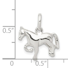 925 Sterling Silver Polished Horse Charm with Anti-Tarnish Finish