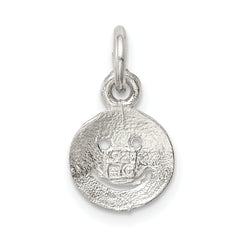Sterling Silver 925 Smiley Face Charm with Polished Anti-Tarnish Finish