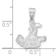 Sterling Silver 925 Polished It's A Girl Charm for Women's Jewelry