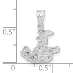 Sterling Silver 925 It's A Boy Charm Polished & Textured for Women