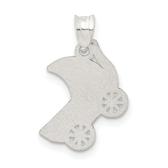 Sterling Silver 925 Baby Buggy Charm with Polished Finish Classic & Elegant
