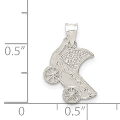 Sterling Silver 925 Baby Buggy Charm with Polished Finish Classic & Elegant