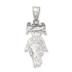 Sterling Silver 925 Soccer Player Girl Charm Polished Sports Pendant