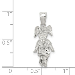 Sterling Silver 925 Soccer Player Girl Charm Polished Sports Pendant