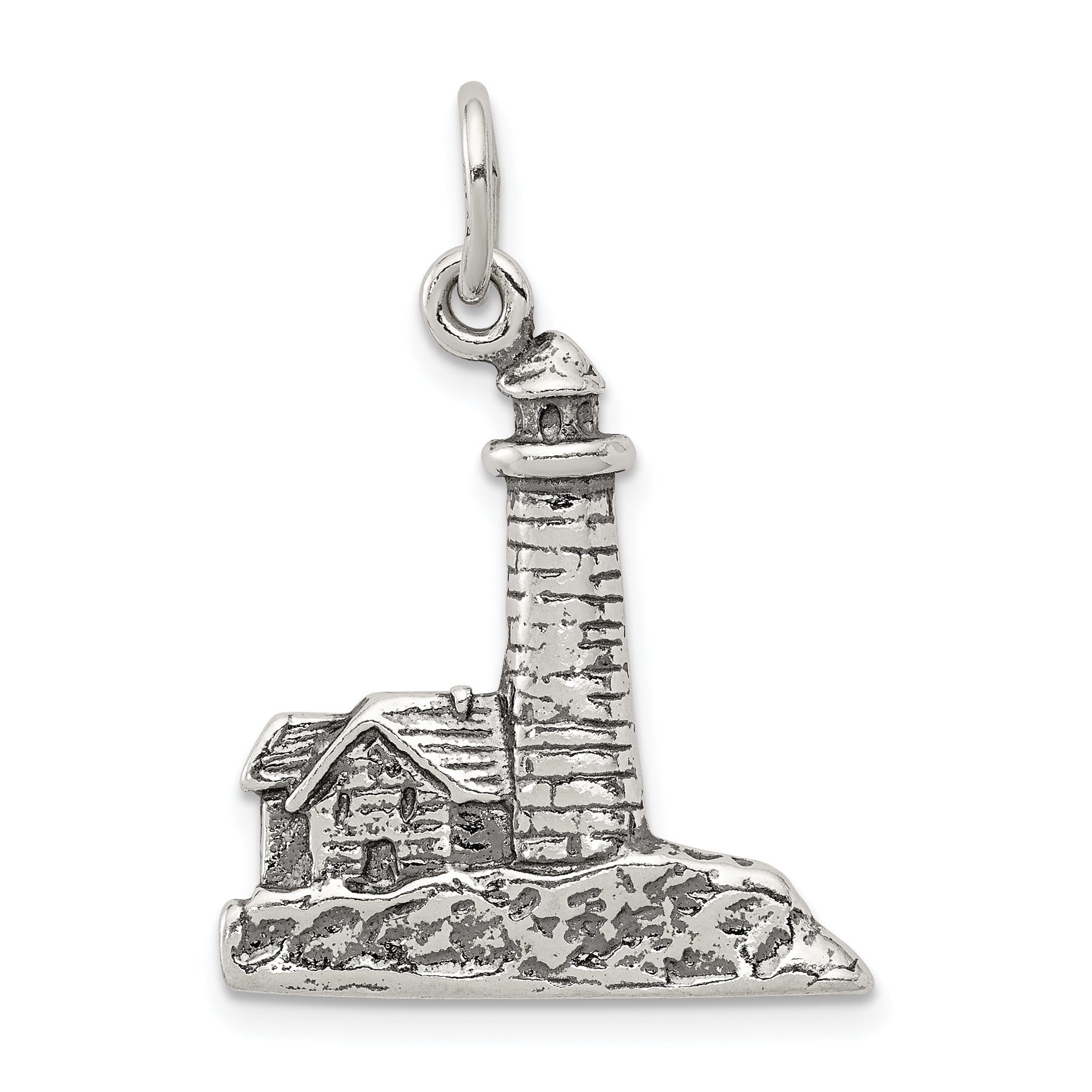 Sterling Silver Antiqued Lighthouse Charm