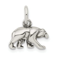 Sterling Silver 925 Bear Charm with Antiqued Finish and Anti-Tarnish Coating