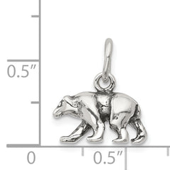 Sterling Silver 925 Bear Charm with Antiqued Finish and Anti-Tarnish Coating