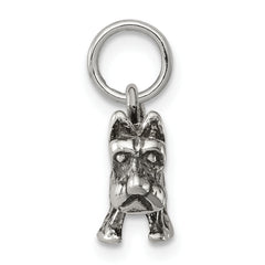 Sterling Silver 925 Antiqued Dog Charm with Vintage Casted Design