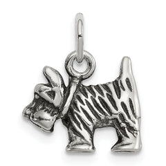 Sterling Silver 925 Antiqued Dog Charm with Vintage Casted Design