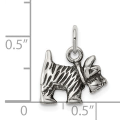 Sterling Silver 925 Antiqued Dog Charm with Vintage Casted Design