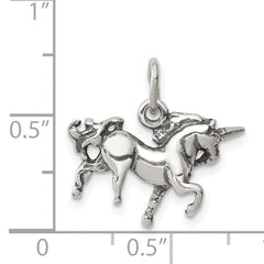 Sterling Silver 3D Antiqued Unicorn Charm Solid and Casted Design